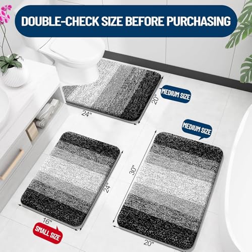 Luxury Toilet Rugs U (24" X 20" Contour Rug / Black)