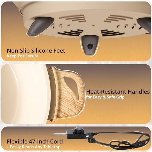 TWIN™ Dual ShabuShabu Electric Hot Pot Fast & Even Heat (Apricot / 4.5 Quarts)