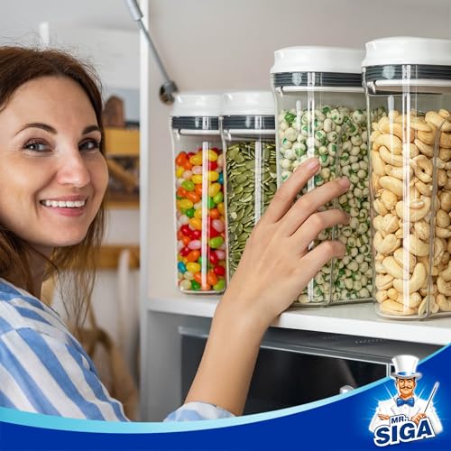Airtight Cereal Dispenser Set (Transparent/White / Medium)