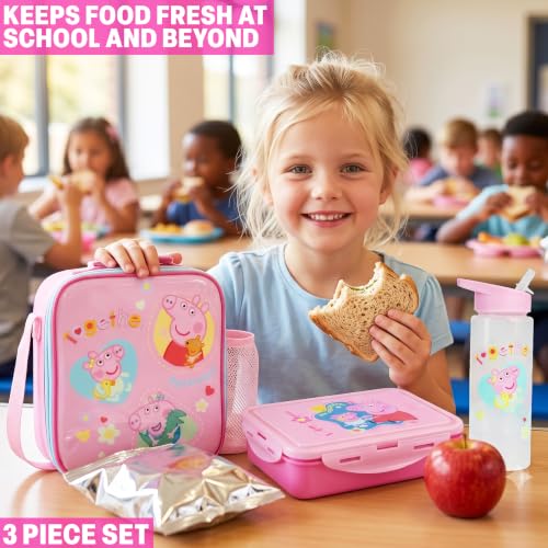 Peppa Pig Girls Lunch Box 3Pc Set (Pink Peppa Pig)