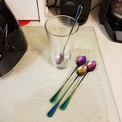 10 Piece Long Handle Iced Tea Spoon (10 Pieces Rainbow)