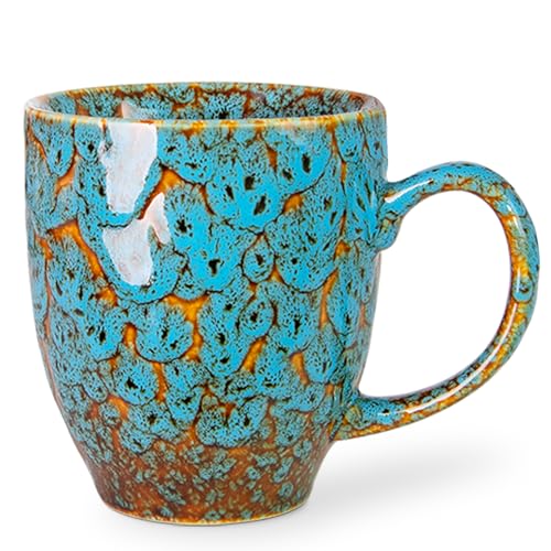 16oz Ceramic Coffee Mug Tea Cup with Handle Novelty Mug for Office and Home (Blue-1)