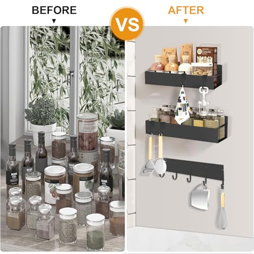 4 Pack Magnetic Spice Rack for Refrigerator (Black / 4Pack-2)