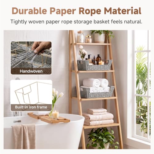 Pantry Baskets for Organizing (Gray / 16 ½"L x 12 ½"W x 5"H)