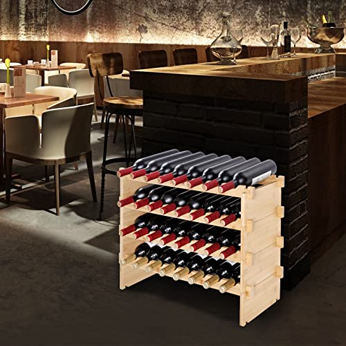 8 Tier 72 Bottles Stackable Modular Wine Rack (Natural Wood Color / 8-Tier 72 Bottles)