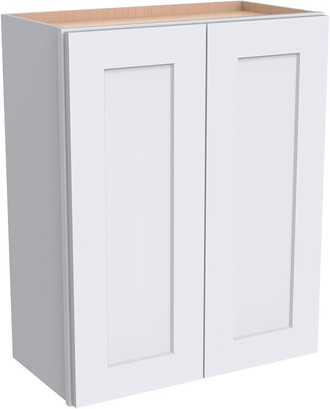 Wall-Mounted Cabinet – Solid Wood Shaker Style Medicine Cabinet with Adjustable Shelves & Soft-Close Doors for Bathroom, Kitchen, and Office Storage (White, 30" W x 12" D x 36" H)