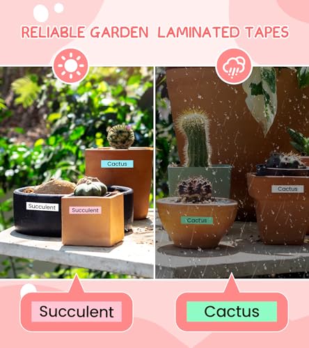 Pink Label Maker Machine with 4 Tapes Laminated Waterproof (Pink)
