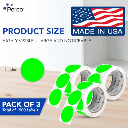 Neon Green Perforated Round Circle Dot Sticker 2 (Green - Neon / 2 Inch)
