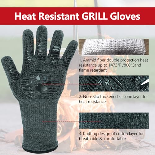 Lengthen BBQ Gloves (Bear Paw- Dark Grey / Long)