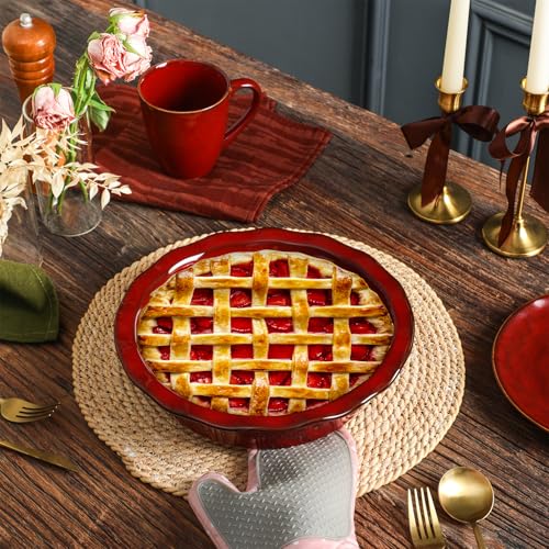 Ceramic Pie Pan for Baking (Cherry Red)