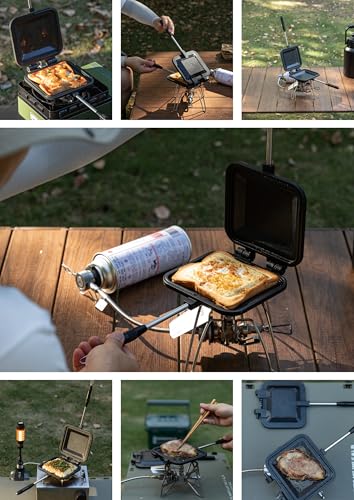 Sandwich Maker Hot Sand Single Burner Gas Fire Open Fire Compact Aluminum TT (Black)