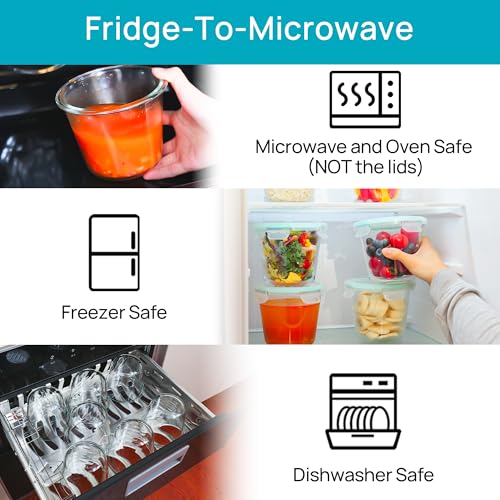 10Pack 22oz and 5pack Glass Storage Containers with Snap Airtight Lids (24oz)