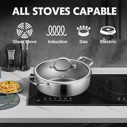 Saute Pan Hybrid Non Stick 5 Quart Everyday Braiser pan (Stainless Steel)