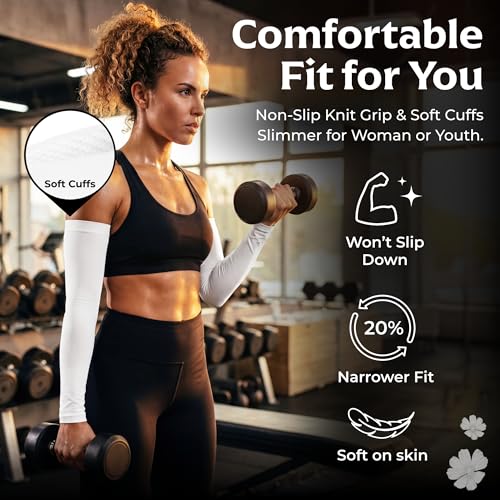 Women’s Cooling Arm Sleeves (2 Pairs: White / One Size)