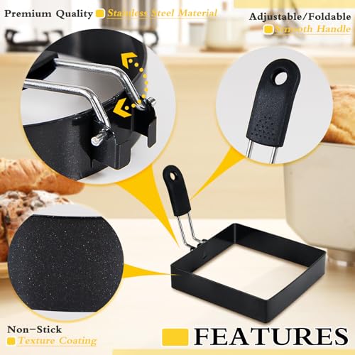 4'' Square Egg Rings with Silicone Handle