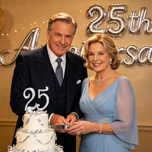 25 Rhinestone Cake Topper (25-Silver)