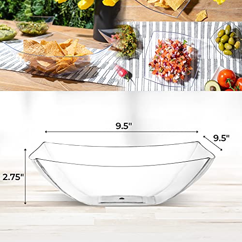 4 Pack Disposable Clear Plastic Serving Bowls Square Party Candy Use 64oz (64 OUNCE / Clear)