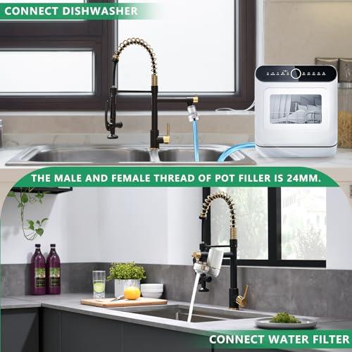 Black&Gold Kitchen Faucet with Sprayer (Black&Gold)