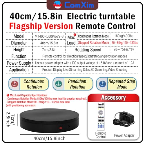15.8In Remote Motorized Electric Turntable Rotating Display Stand Rotating Platform Photography Turntable motorized lazy susan base giratoria para for Photography