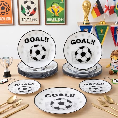 20 White Plastic Soccer Plates (20 Pieces / White)