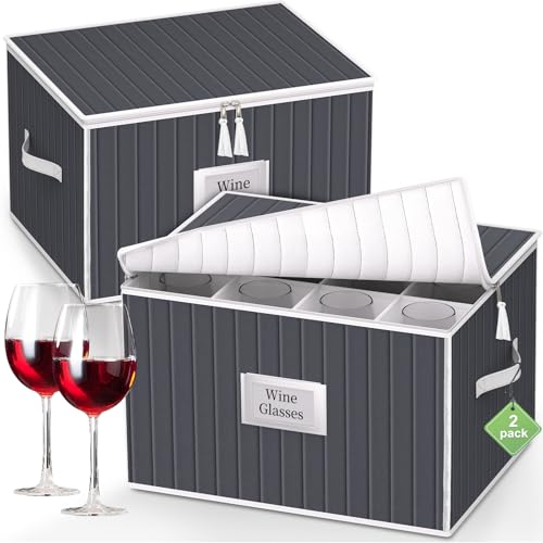 Wine Glass Storage Box (Gray01 / 2 Pack Wine Glass Storage (Gray))