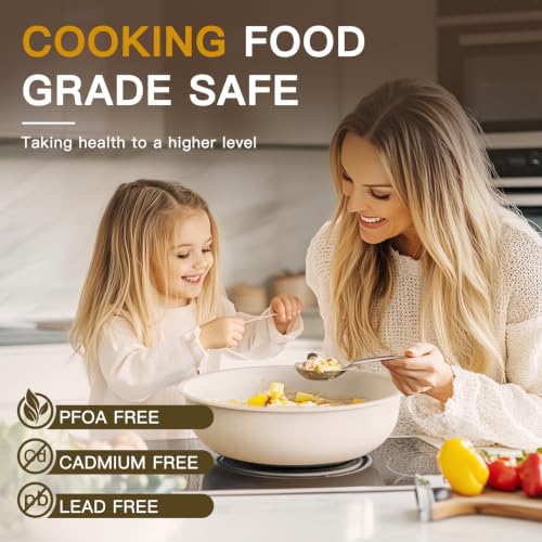 23 Pcs Pots and Pans Set Non Stick (Cream White / 23 Piece)