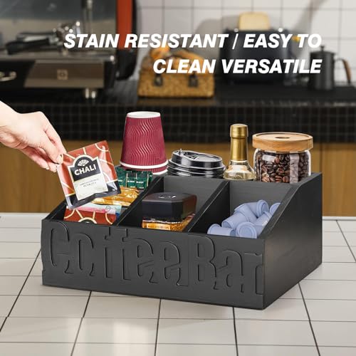 Coffee Bar Organizer for Coffee Bar Accessories (7 Compartments)