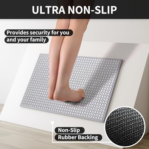 Kitchen Rugs Kitchen Mats for Floor Non Slip Washable Gray 17" x47 (5.545 Sq Ft)