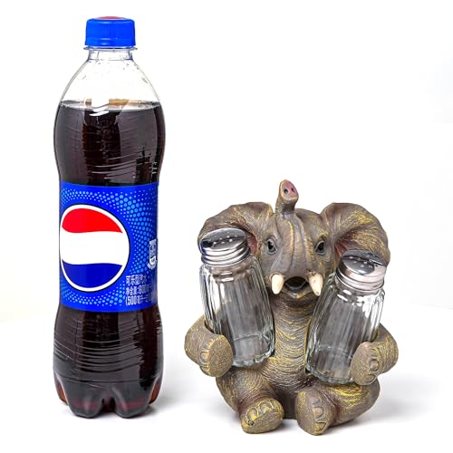 Elephant Salt And Pepper Shakers Set with Glass Spice Jars (Elephant)