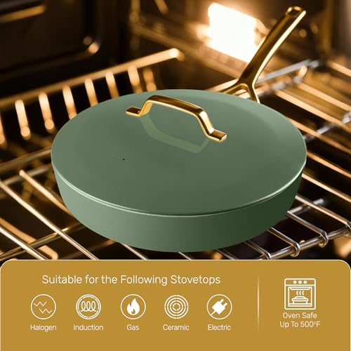 Modern 11 Pc Ceramic Cookware Set (Sage Green)