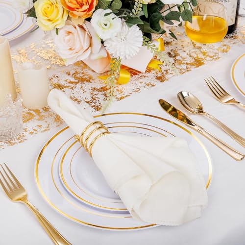 60 Pcs Gold Plastic Plates (60 Pieces / Gold)