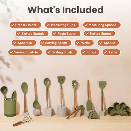 Silicone Kitchen Utensils Set (Green)