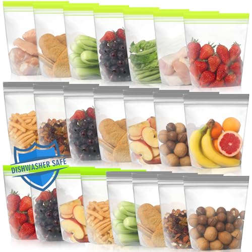 22 Pack Reusable Sandwich Bags (Green Gray / 22 Pack Sandwich Bags)