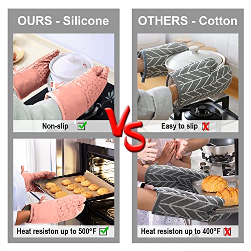 Oven Mitts and Pot Holders 6pcs Set (Pink)