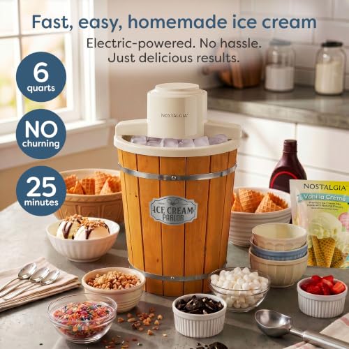Electric Ice Cream Maker With 6 Qt Capacity (6 Qt / Brown)