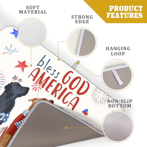 4th of July Patriotic Dogs Dish Drying Mat American Independence Day Dish Dry Pad 18"x24" Absorbent Dishes Drainer Mat for Kitchen Counter (Patriotic Dogs / 18" x 24")