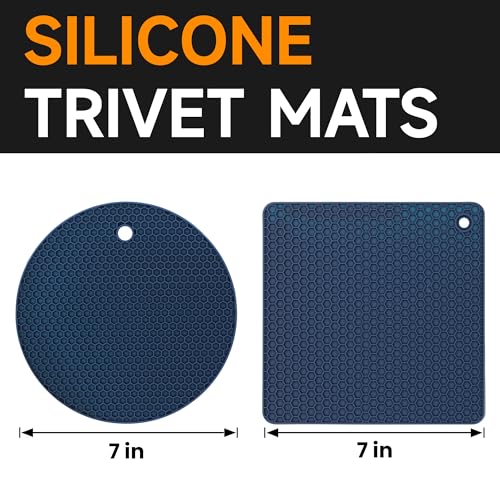 Trivets for Hot Dishes (Navy Blue: Square & Round)