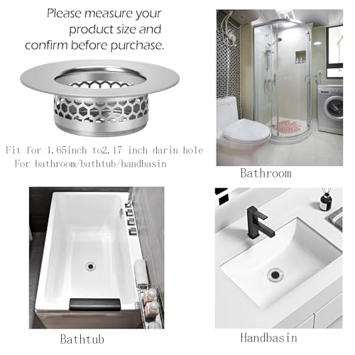 Hair Catcher Shower Drain Bathtub Lavatory Sink Drain Strainer for Laundry (1.5”(Fit Hole Size from 2"))