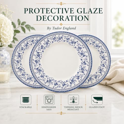 24 Piece Porcelain Dinnerware Set for 6 (Aster Blue / 24)