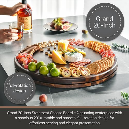 Acacia Wood Rotating Cheese Board (Round 20" with Engraving)