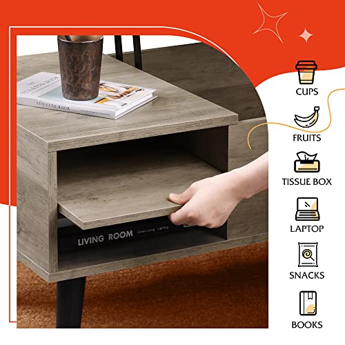 Lift Top Coffee Table with Hidden Storage (Greige / 39" with Shelf)