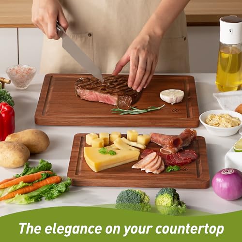 Bamboo Cutting Board Set Non Slip Feet Over Sink Gifts Best Mama Mommy Bonus Busy Mom Ever Christmas Xmas Birthday Law Step Stepmom Stepmother Who Have Everything Good Unique Useful Present (2-Piece / Brown)