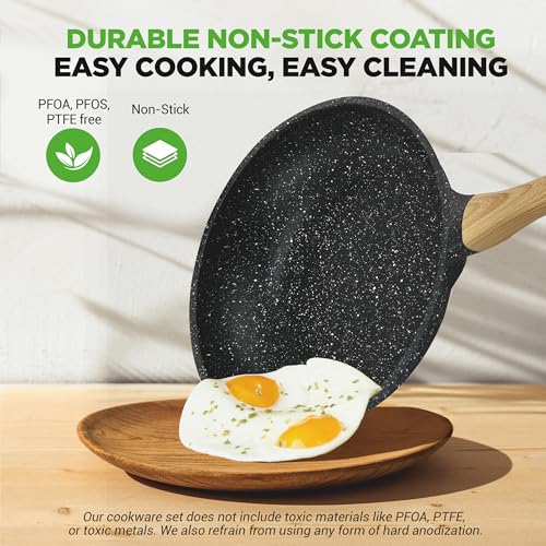 22 Piece Nonstick Ceramic Cookware Set (Black / 22pc Set)