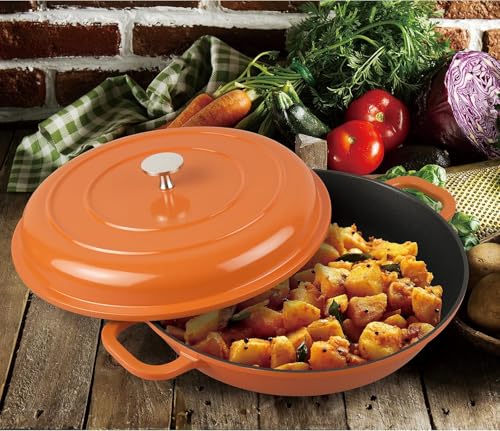 3 Quart Non Stick Cast Aluminum Dutch Oven Casserole Stockpot 11" (Orange)