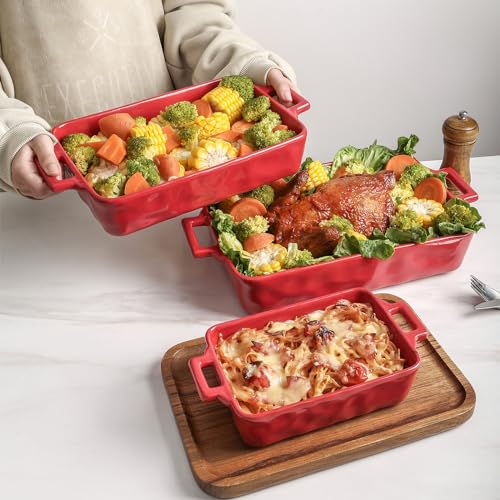Ceramic Bakeware Set (Set of 3 / Red)