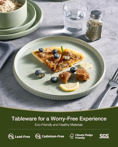Star Stoneware Dinnerware Sets with Pasta Bowls (Matte Sage Green)