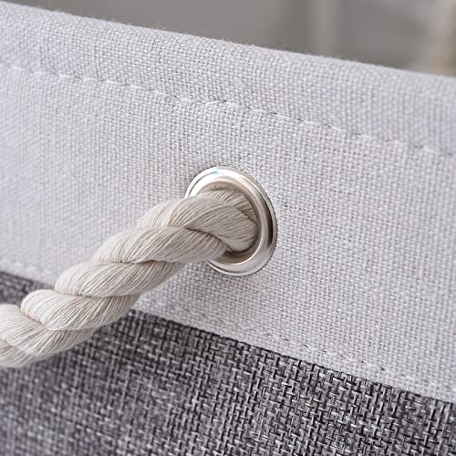 Storage Baskets 12x8x5 inch 10 Pack Fabric Baskets Foldable Storage Bins Decorative Baskets cloth storage baskets Storage Foldable Storage Bin with Rope (White&Grey / Small 10 Pack)