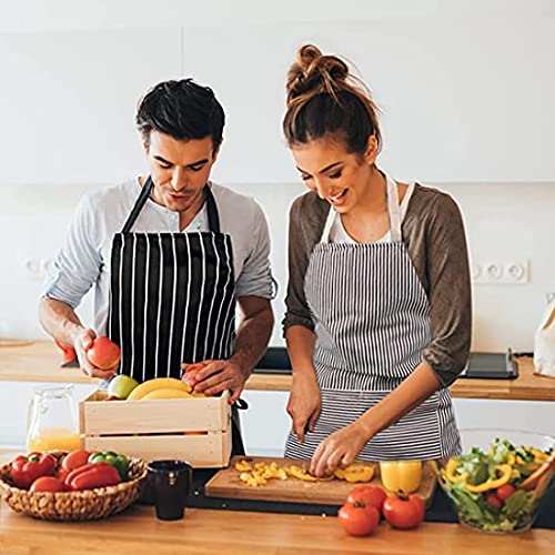 Adjustable Bib Apron with 2 Pockets Cooking Kitchen Cotton Aprons for Women Men Chef Restaurant BBQ Painting Crafting