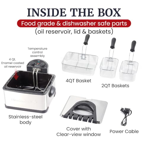 4.5Qt Immersion Deep Fryer (3 Baskets / Black)