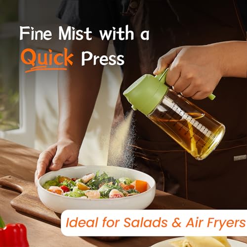 16oz 470ml Glass Olive Oil Sprayer for Cooking (Green)